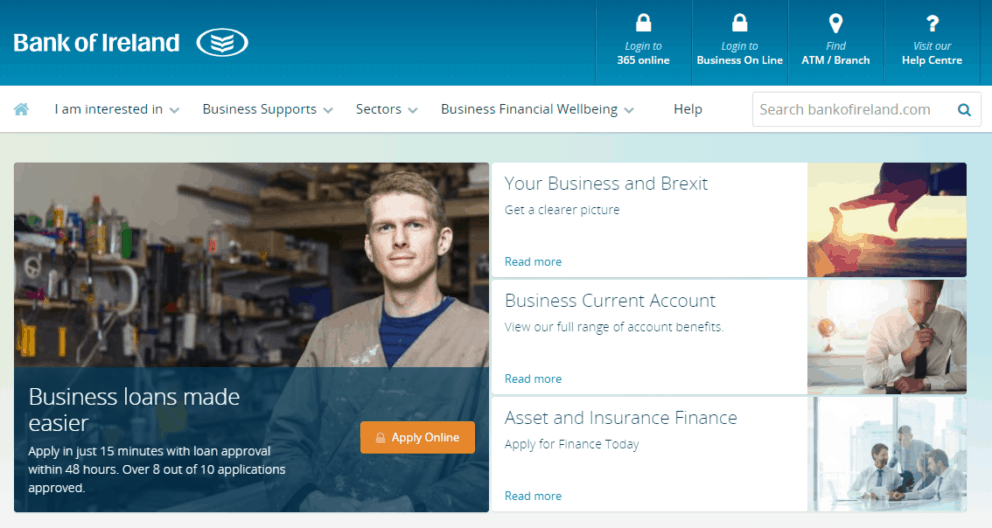 bank of ireland business account online